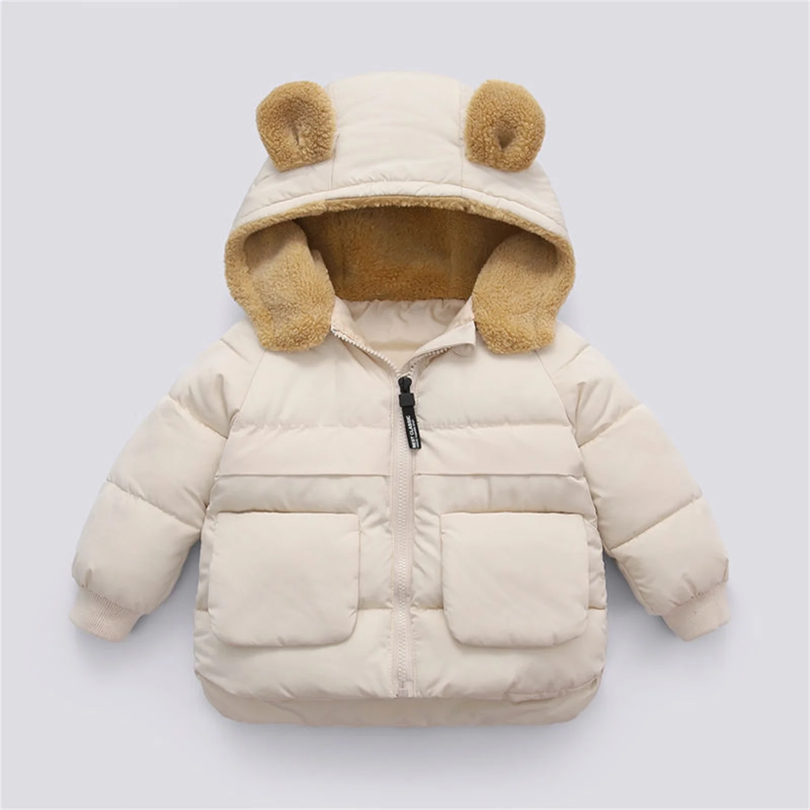 Winter Clothes for Toddler Boys Toddler Kids Baby Boys Girls Winter Warm Solid Coats Bear Ears Hooded Padded Jacket Outwear Little Girls Clothes