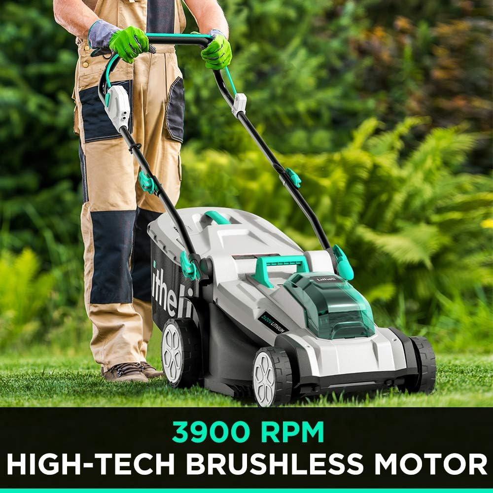 Litheli Lawn Mower Battery Powered 17 Inch, 2*20V (40V) Lawnmower with Brushless Motor, Push Mower for Lawn Care