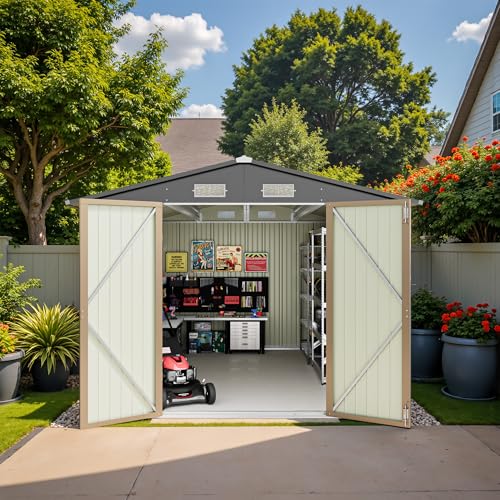 Greesum 5×3 FT Outdoor Storage Shed, Metal Storaged Sheds Without Floor, Tool Sheds with Lockable Doors and Sloping Roof for Garden, Patio, Backyard