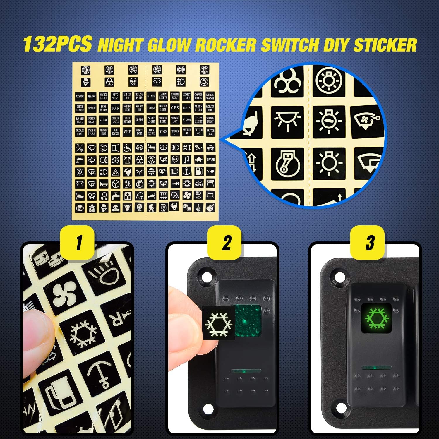 Nilight 8 Gang Rocker Switch Panel 5Pin On Off Toggle Switch Aluminum Holder 12V 24V Dash Pre-Wired Green Backlit Switches for Automotive Cars Marine