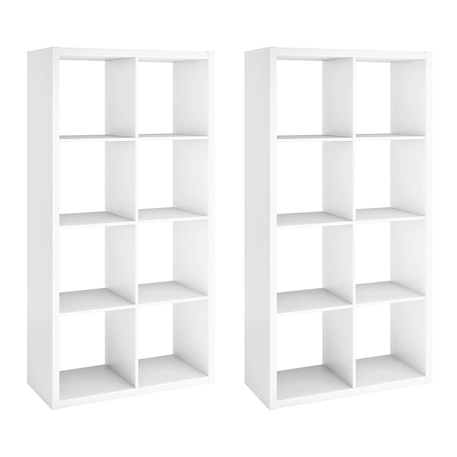 Closetmaid 4583 Bookcase Open Back 8-Cube Storage Organizer, White (2 Pack)