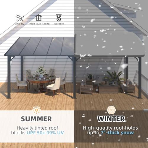 AECOJOY 10&rsquo; x 10&rsquo; Gazebo, Wall Mounted Gazebos Pergola on Clearance, Outdoor Patio Lean to Gazebo Awnings for Deck, Porch