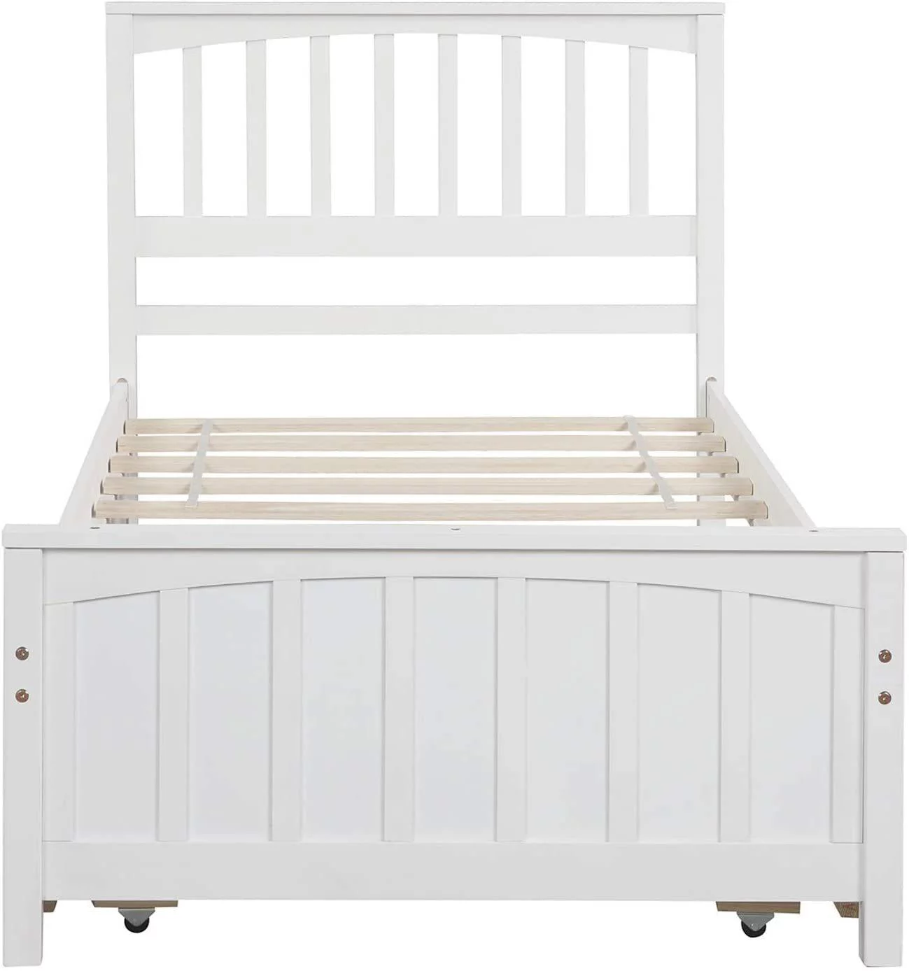 Wood Daybed with a Trundle Daybed Twin Size, Standard Twin Bed Frame, No Box Spring Required (White Daybed with Trundle)
