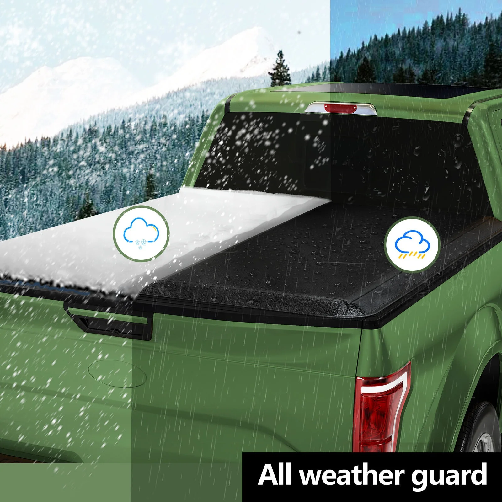Ledkingdomus 6ft Soft Tri-fold Truck Bed Tonneau Cover for 2016-2023 Toyota Tacoma with led lamp