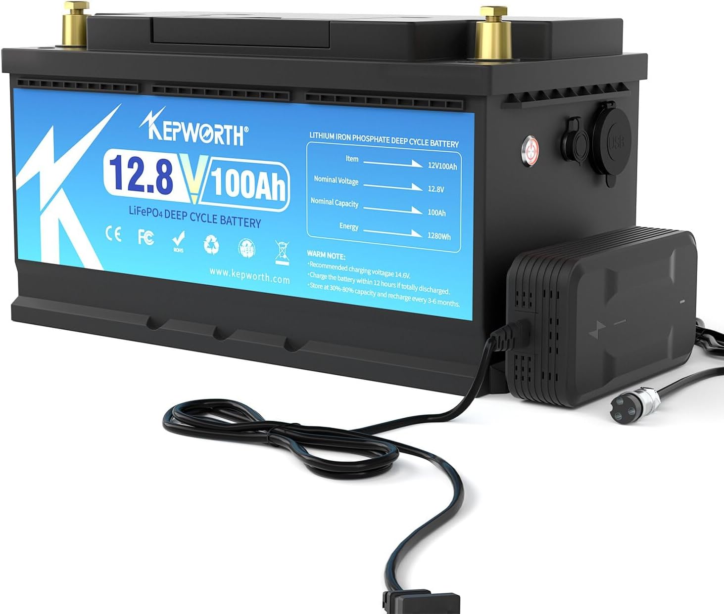 12V LiFePO4 Battery 100Ah, Lithium Batteries with Upgraded 100A BMS, UP to 4000+ Rechargeable Deep Cycles, Grade A Cells, for Marine, Camper, RV