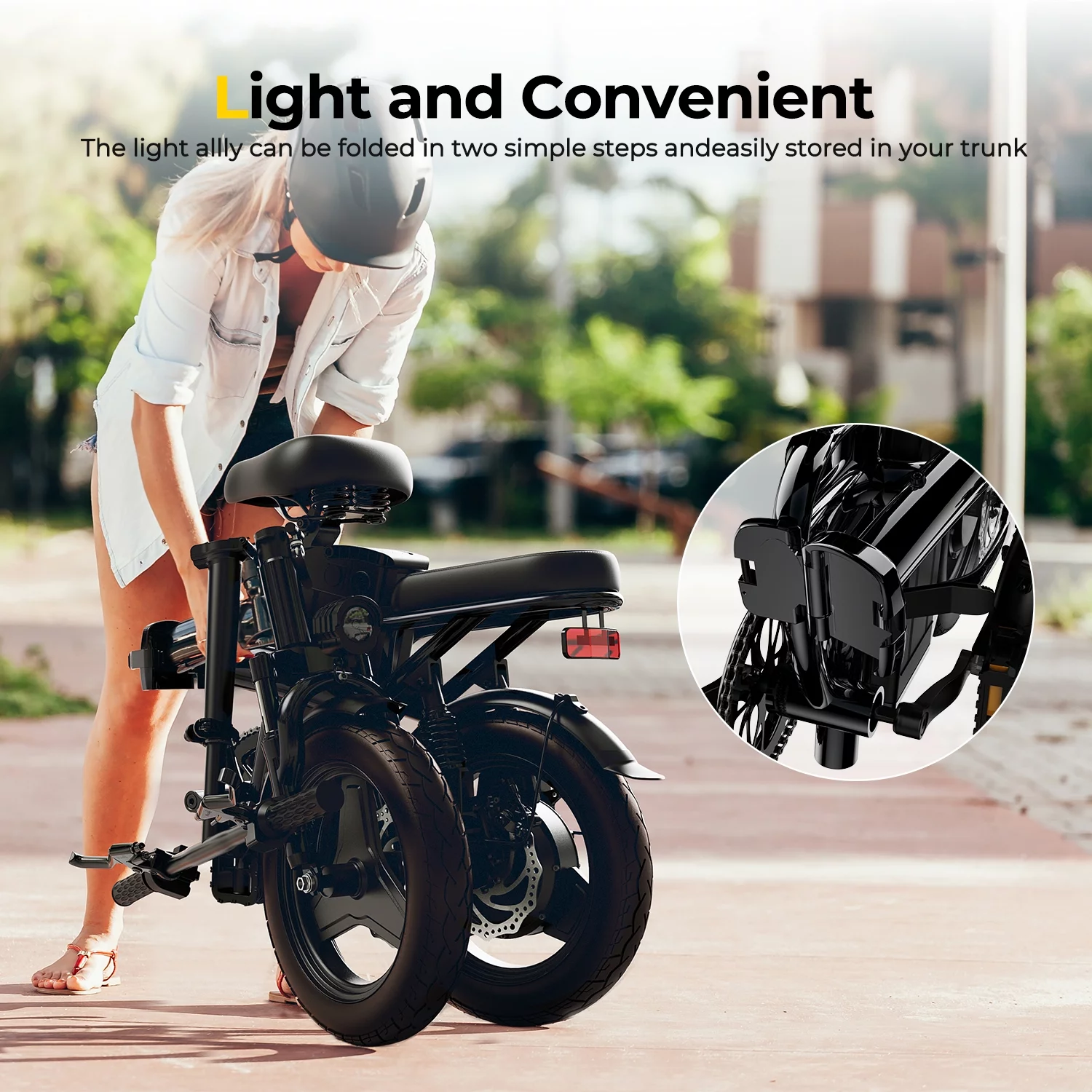 SOHAMO Electric Bike w/400W Motor and 48V 13Ah Removable Battery Folding Ebike for Adults and Teens, Full Suspension, 3 Levels Assist