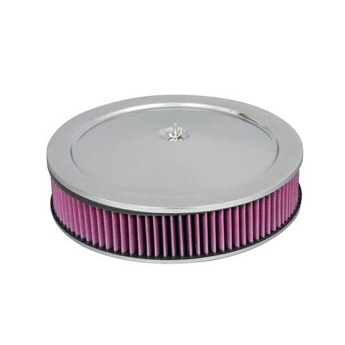 Summit Racing Chrome Air Cleaners with Reusable Filters - Single 2, 3, 4-Barrel 5 1/8 inch Diameter, Chromed Steel, Round | Summ