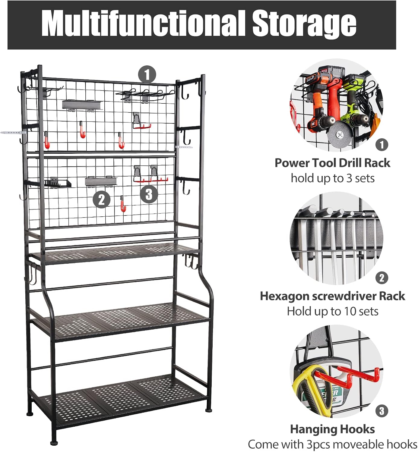 Mythinglogic Tool Storage Organizer,Heavy Duty Tool Holder for Power Tool, Drill, Screwdriver, Wrench, Storage Shelf for Toolbox