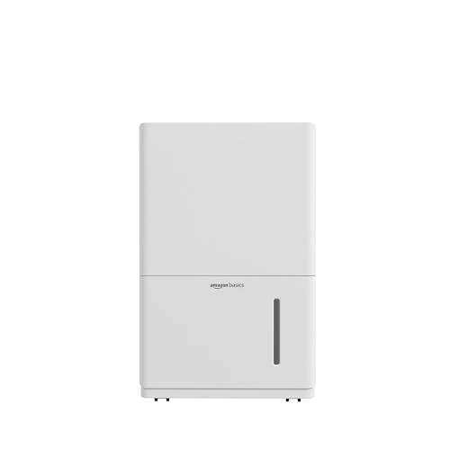 Amazon Basics Dehumidifier with Drain Pump, For Areas Up to 4000 Square Feet, 50-Pint, Energy Star Certified, White