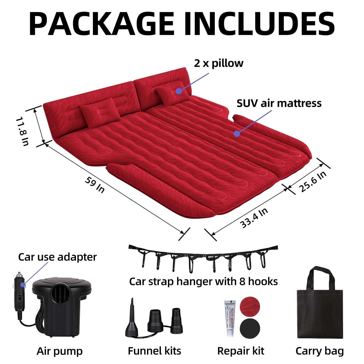 Umbrauto SUV Air Mattress Car Air Mattress 2023 Upgraded Flocking and Extra Thick Oxford Surface Car Sleeping Bed for SUV Back Seat with Electric Air