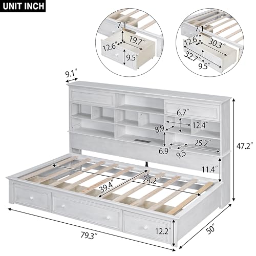 LZ LEISURE ZONE Twin Size Daybed with Trundle, Upholstered Twin Daybed Frame, Tufted Upholstered Design Daybed and Trundle Set
