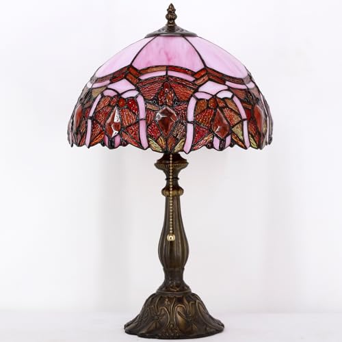 Tiffany Table Lamp Stained Glass Lamp 12X12X19 Inch Antique Reading Light (Sea Blue Pear)