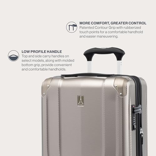 Travelpro Pathways 3 Hardside Expandable Luggage, 8 Spinner Wheels, Lightweight Hard Shell Suitcase, Carry On 21 Inch, Black Knight