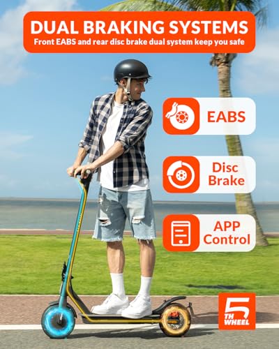 5TH WHEEL V30PRO Electric Scooter, 10" Solid Tires, 350W Motor & 18 MPH, 19.9 Miles Range E-Scooter with E-Lock, Dual Brakes and Suspension