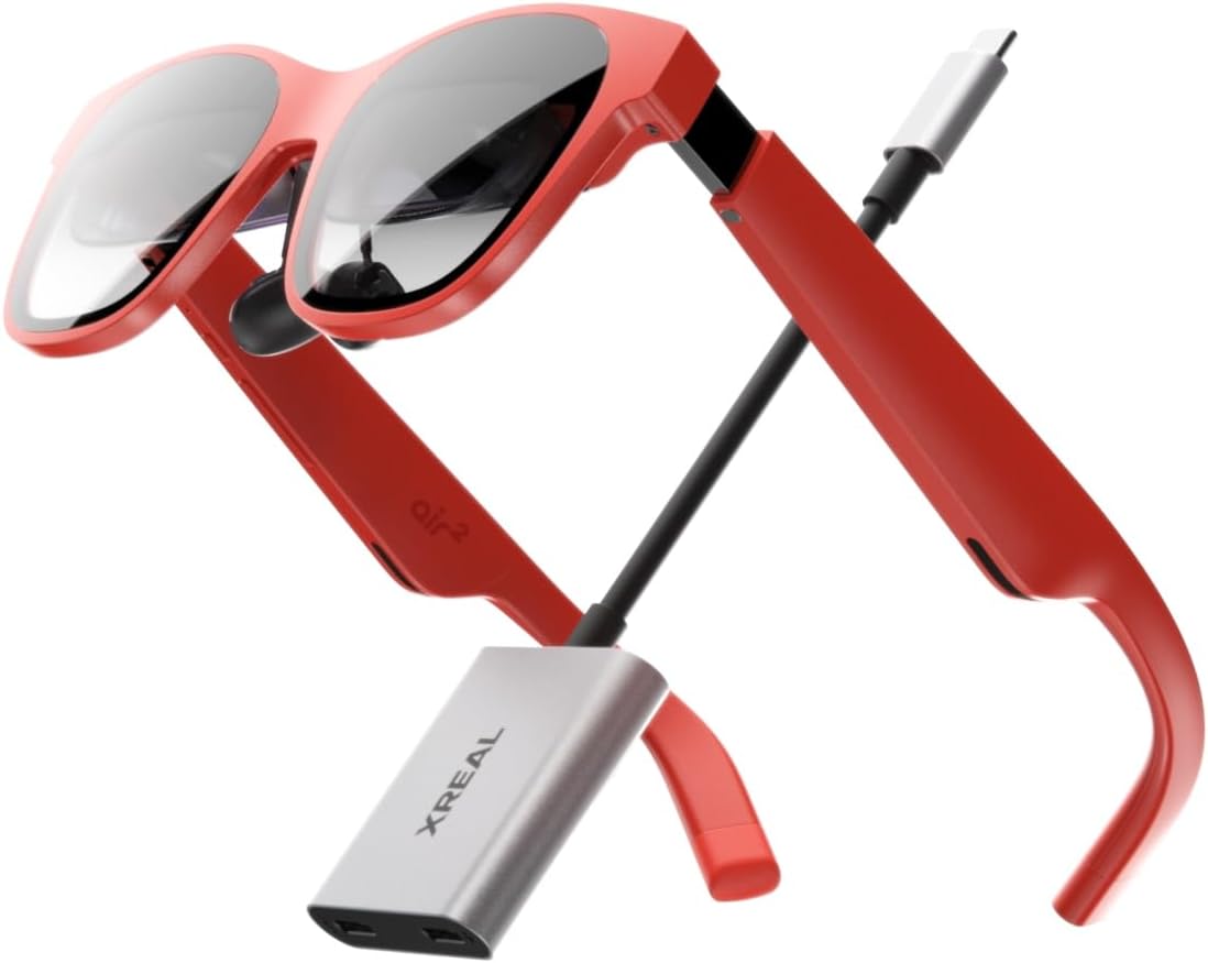 XREAL Air 2 AR Glasses with Hub, 130" Wearable Display with All-Day Comfort, 72g 120Hz 1080P, Ideal for Gaming, Streaming and Working, Smart Glasses