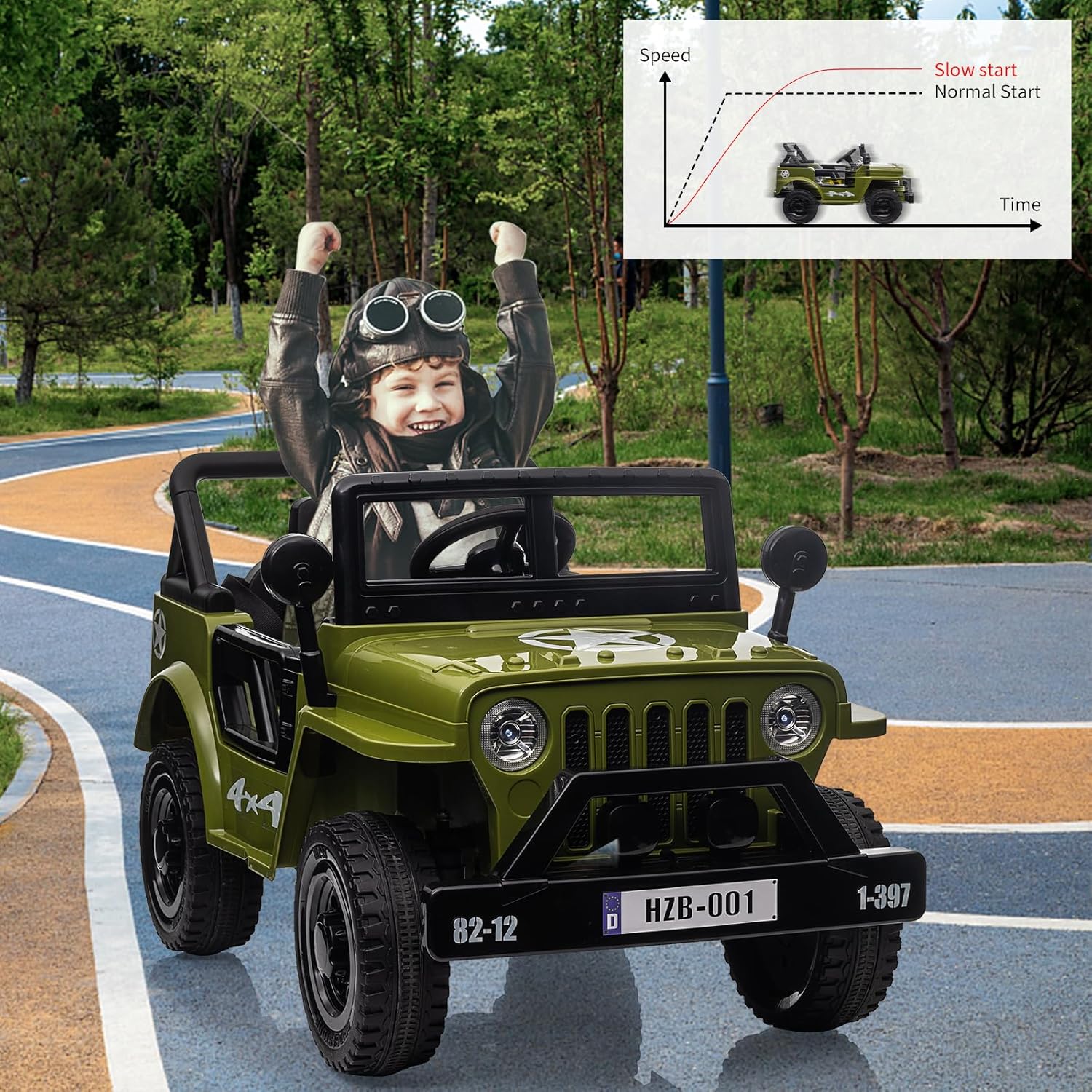 Ride on Truck Car, 12V Electric Ride on Car with Remote Control, MP3, LED Lights, Suspension System, Double Doors, Safety Belt