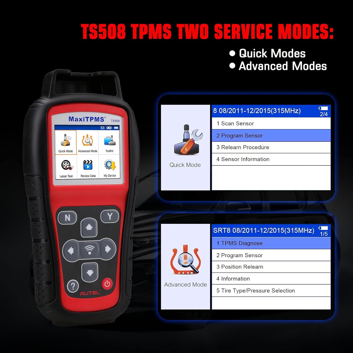 Autel MaxiTPMS TS508 TPMS Relearn Tool-2022 Activate/Relearn All Sensors, Read/Clear DTCs, TPMS Reset/Diagnosis