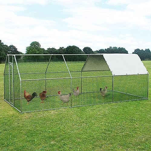 LEMBERI Large Chicken Coop, Flat-roof Walk-in Poultry Chicken Hen cage, Rabbits Duck Cages with Waterproof and Anti-Ultraviolet Cover for Outside