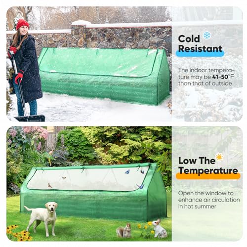 Quictent Raised Garden Bed Galvanized Raised Beds for Gardening Vegetables with Cover 8x4x1 ft Metal Planter Box Outdoor Use (Clear)