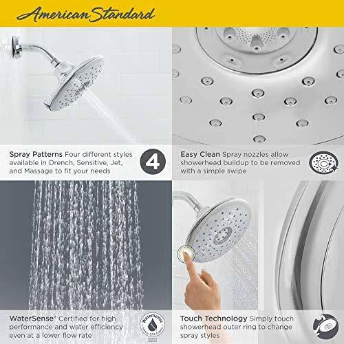 American Standard 9035374.013 Spectra+ Touch 4-Function Shower Head, 2.5 GPM, Polished Nickel