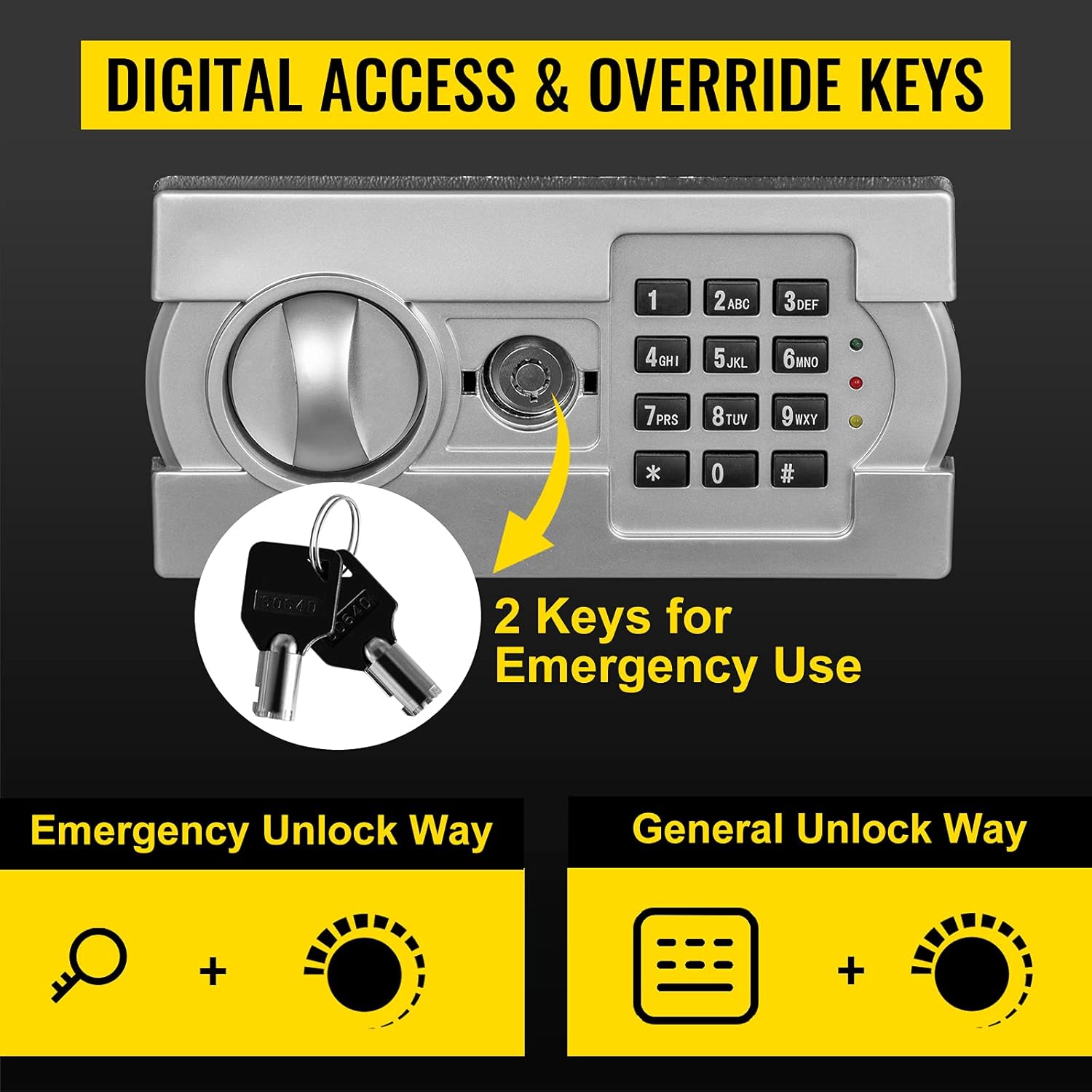 VEVOR Digital Depository Safe 1.7 Cubic Feet Made of Carbon Steel Electronic Code Lock Depository Safe with Deposit Slot with Two Emergency Keys