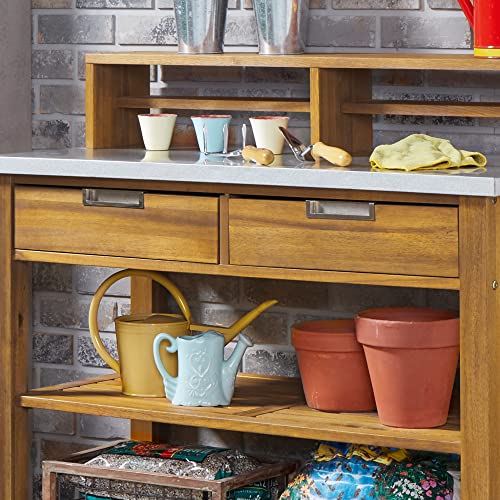 Homestyles Maho Golden Teak Potting Bench