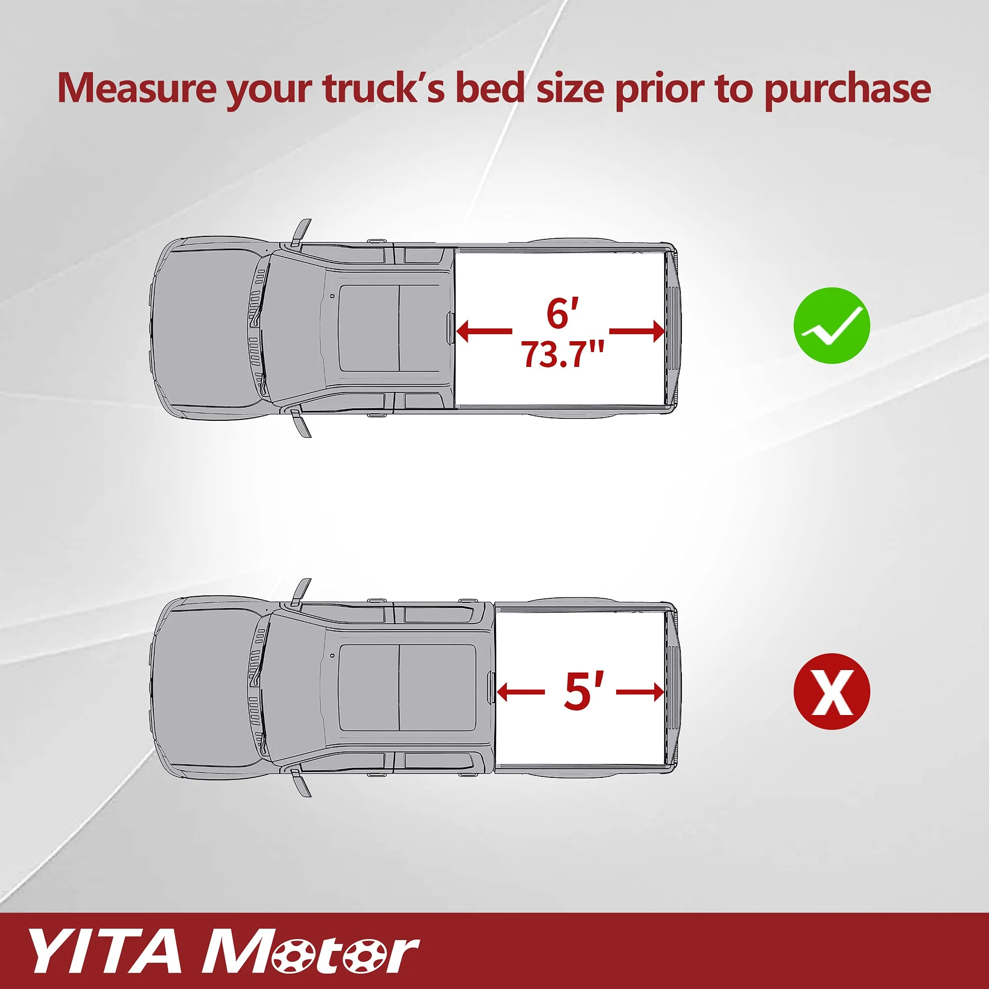 Ledkingdomus 6 ft Bed Soft Tri Fold Truck Bed Tonneau Cover Compatible with 2016-2023 Toyota Tacoma