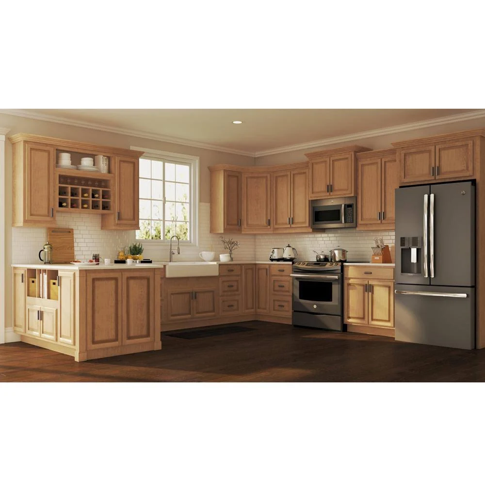 Hampton Bay Hampton Assembled 30x12x12 in. Wall Bridge Kitchen Cabinet in Medium Oak