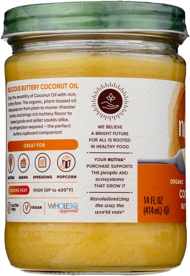 Nutiva, Organic Coconut Oil, Buttery Flavor, 14 fl oz Pack of 2