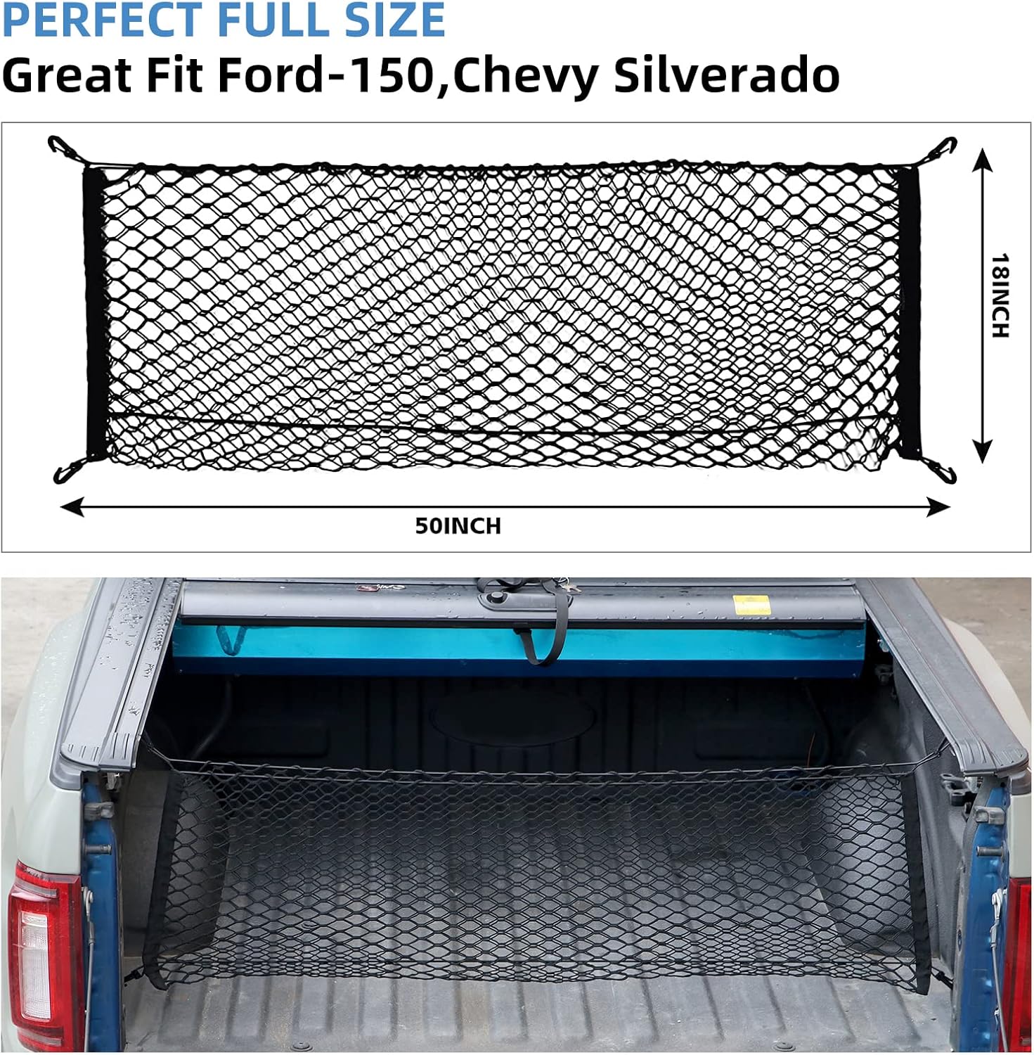 Double-Layer High Elastic Car Rear Cargo Net for SUV Car Trunk Net Organizer, Automotive Cargo Nets