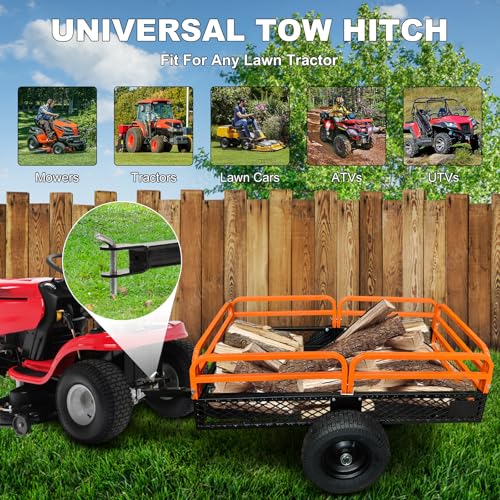 Heavy Duty Steel Dump Cart,1500 Lbs Utility Garden Cart with Wheels,15 Cubic Feet Garden Utility Trailer with Removable Sides