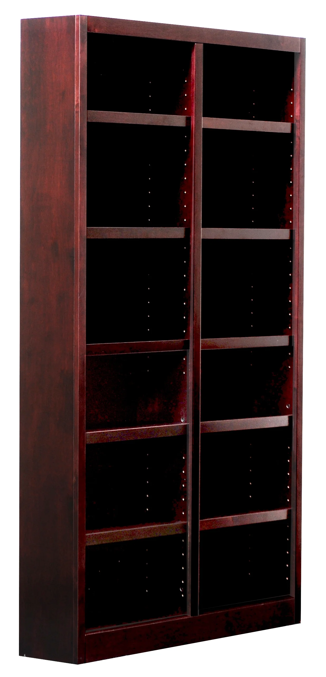 12 Shelf Double Wide Wood Bookcase, 84 inch Tall - Cherry Finish - Radiant Selections