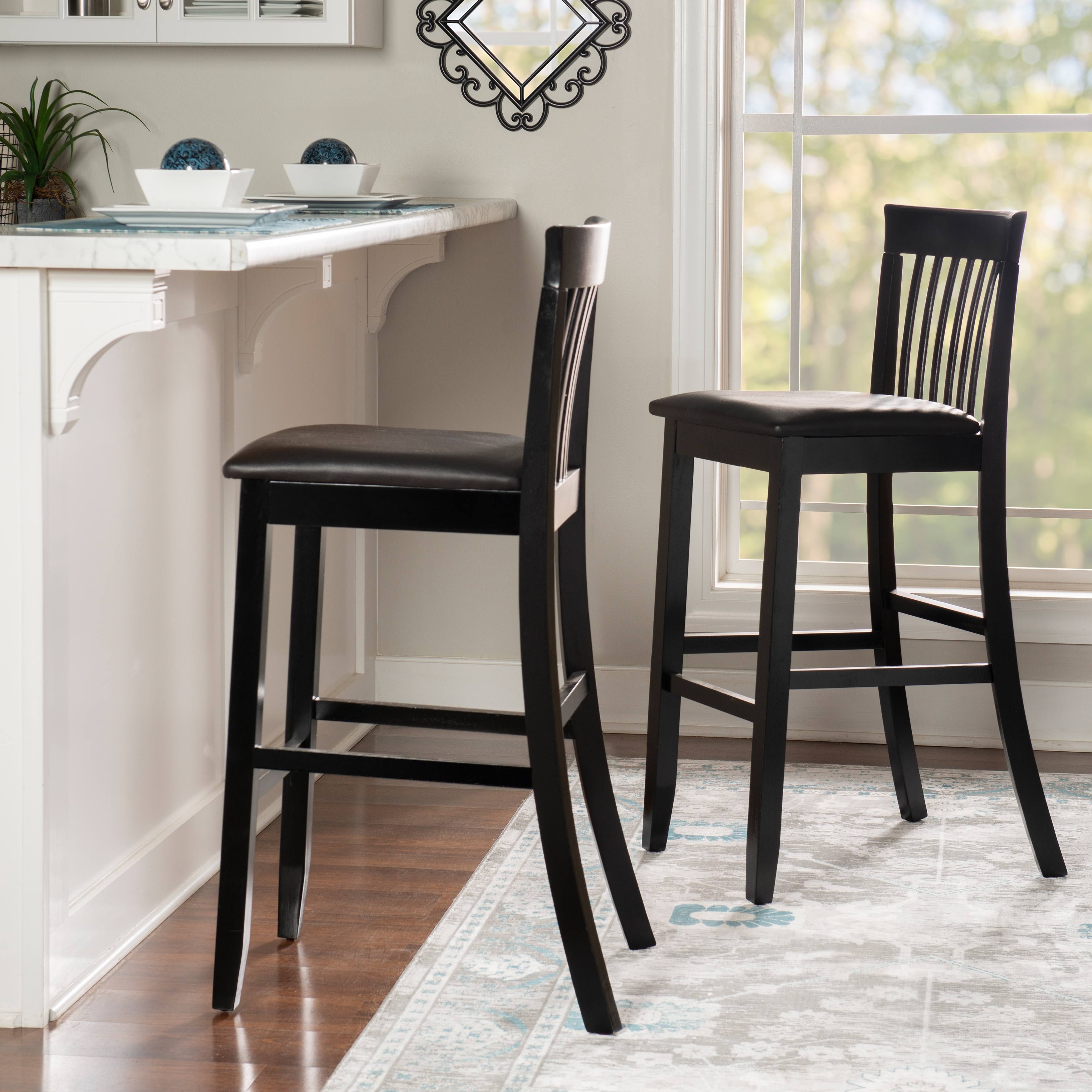 Linon Piedmont Black Slat Back Bar Stool