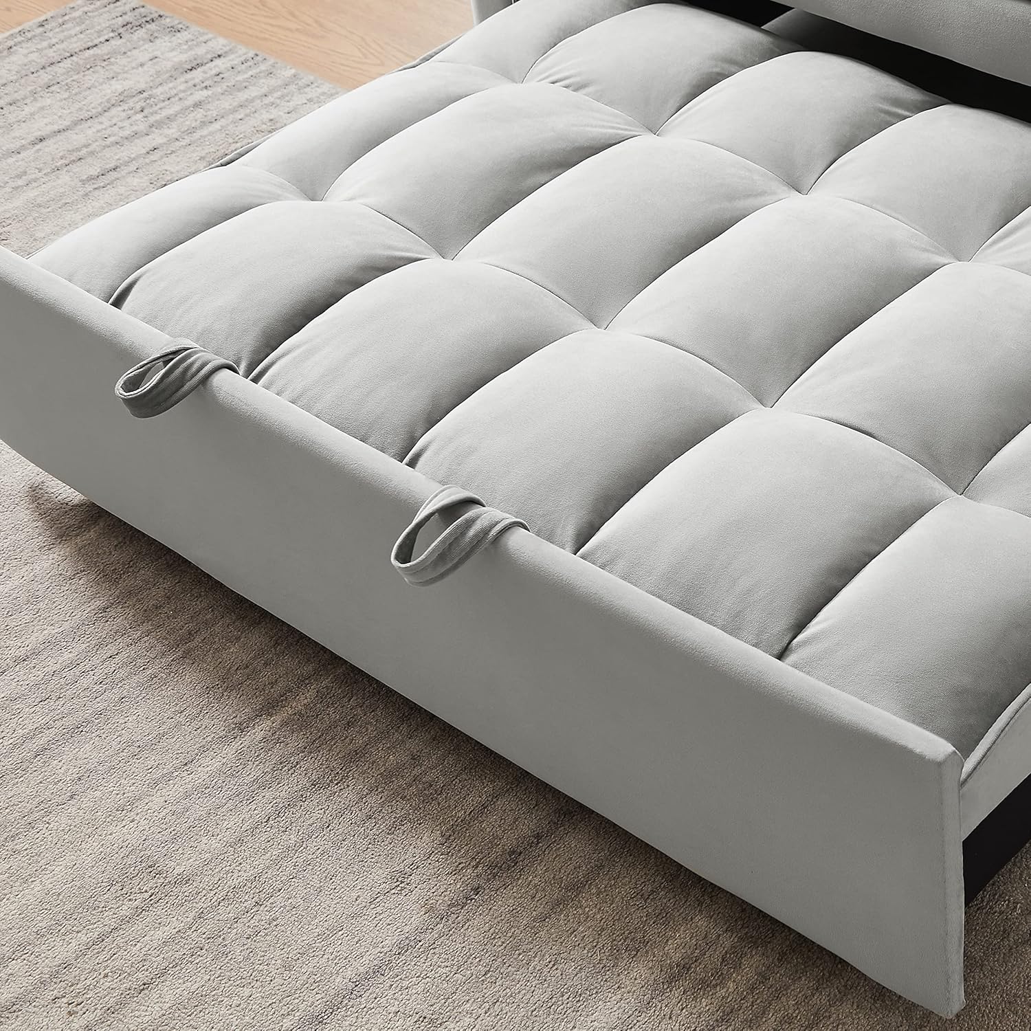 Modern Velvet Loveseat Futon Sofa Couch w/Pullout Bed,Small Love Seat Lounge Sofa w/Reclining Backrest,Toss Pillows, Pockets