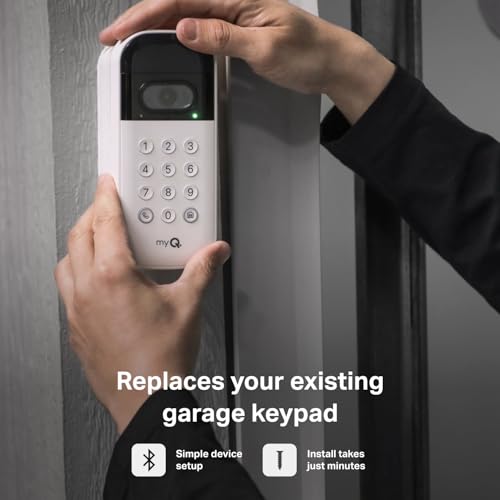 myQ Smart Garage Door Video Keypad with Wide-Angle Camera,Customizable PIN Codes