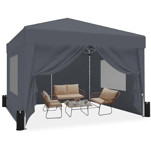 SANWAY 10x10 Pop Up Canopy Tent with Sidewalls x 4 &ndash; Easy Setup Canopy Tent, Waterproof, UV-Resistant