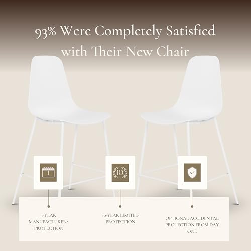 POLY & BARK Isla Modern Kitchen Chairs Set of 4 - Plastic Dining Chair with Metal Legs