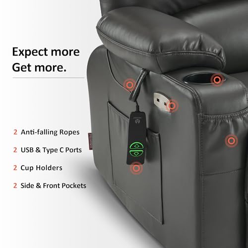 MCombo Oversized Power Lift Recliner Chair for Elderly, Lift Chair with Heat and Massage, Lift Recliner for Big and Tall, Cup Holders