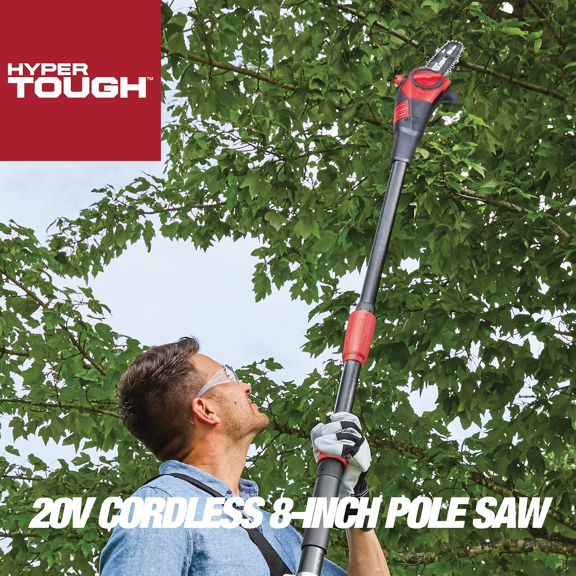 Hyper Tough 20V Max 2.0Ah Battery Powered Cordless 8 Pole Saw, HT21-401-003-08