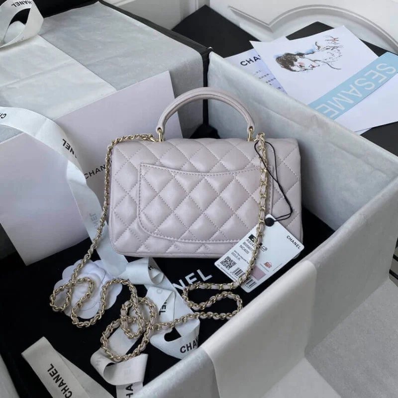 Chanel Mini Flap Bag With Top Handle As2431 In Iridescent Lambskin