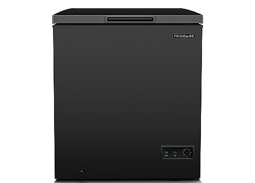 FRIGIDAIRE EFRF7003-BLACK Chest Deep Freezer, 7 Cu. Ft, Black Adjustable Thermostat-Removable Vinyl Coated Wire Basket-Easy Defrost Drain