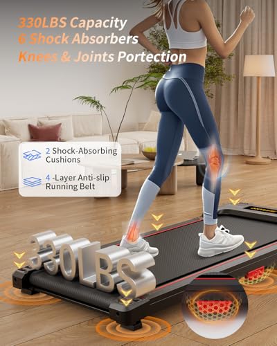 Walking Pad Treadmill, Anylife Incline Walking Pads Under Desk 330lb Capacity, 2.5HP Portable Treadmills for Home
