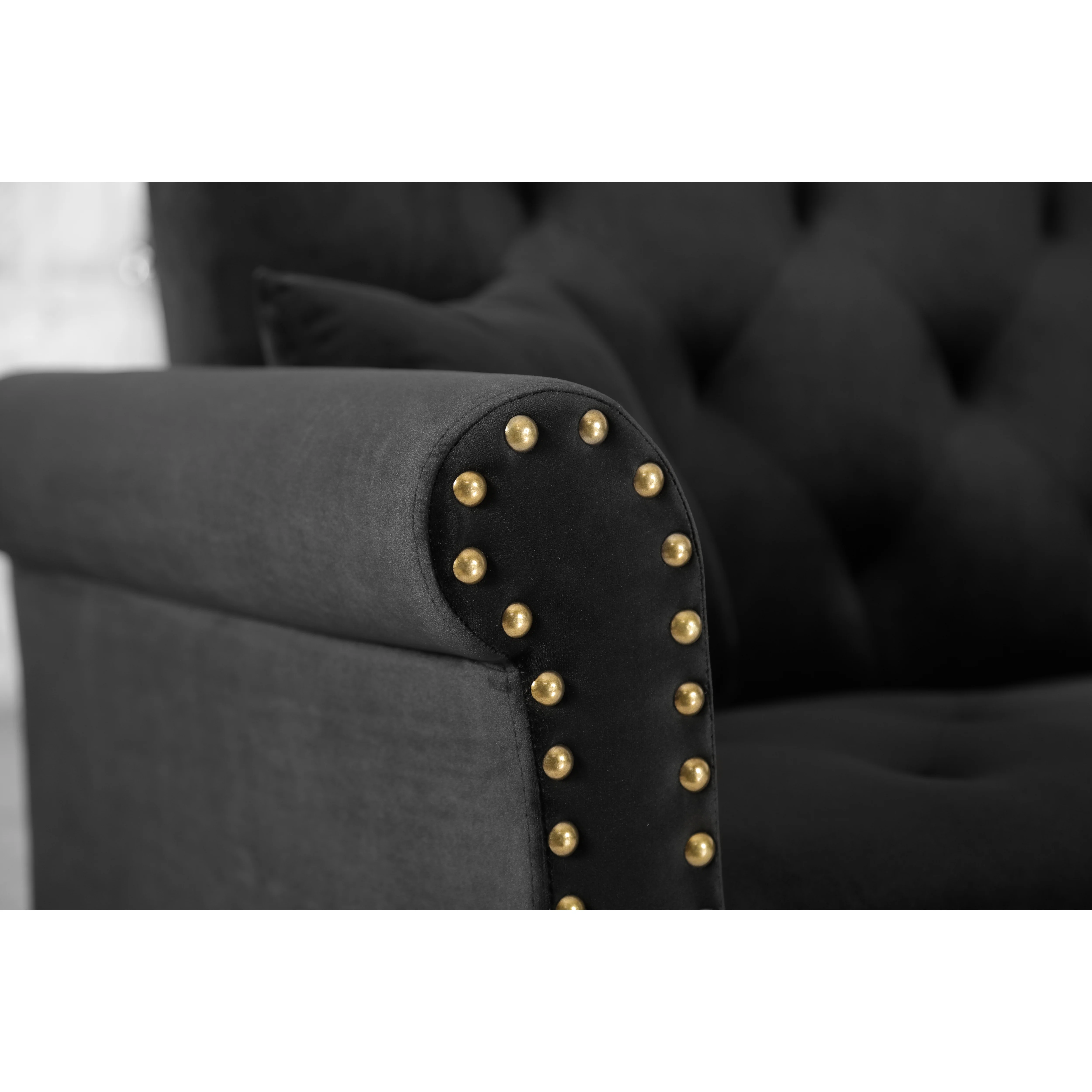 BSHTI 115 inch Stylish Minimalist Sectional Sofa Couch,Velvet Sleeper Futon bed with Reversible Chaise for Living Room(Black)