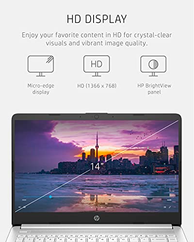 HP 14 Laptop, Intel Celeron N4020, 4 GB RAM, 64 GB Storage, 14-inch Micro-edge HD Display, Windows 11 Home, Thin & Portable, 4K Graphics