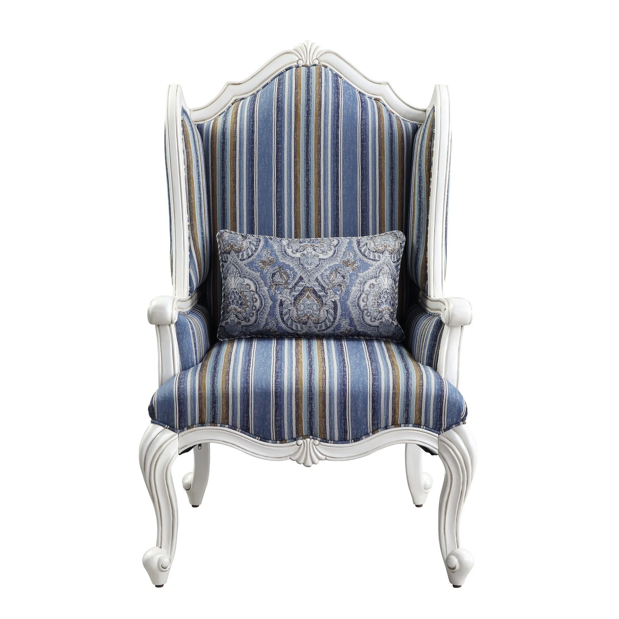 Chair with Wingback and Resin Queen Anne Legs, Blue