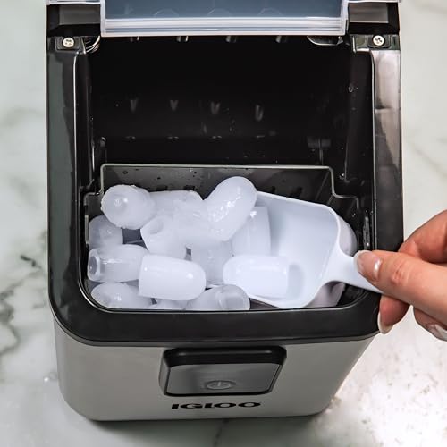 Igloo Electric Countertop Ice Maker Machine - Automatic and Portable - 33 Pounds in 24 Hours - Icecube Maker - Plastic Scoop and Basket