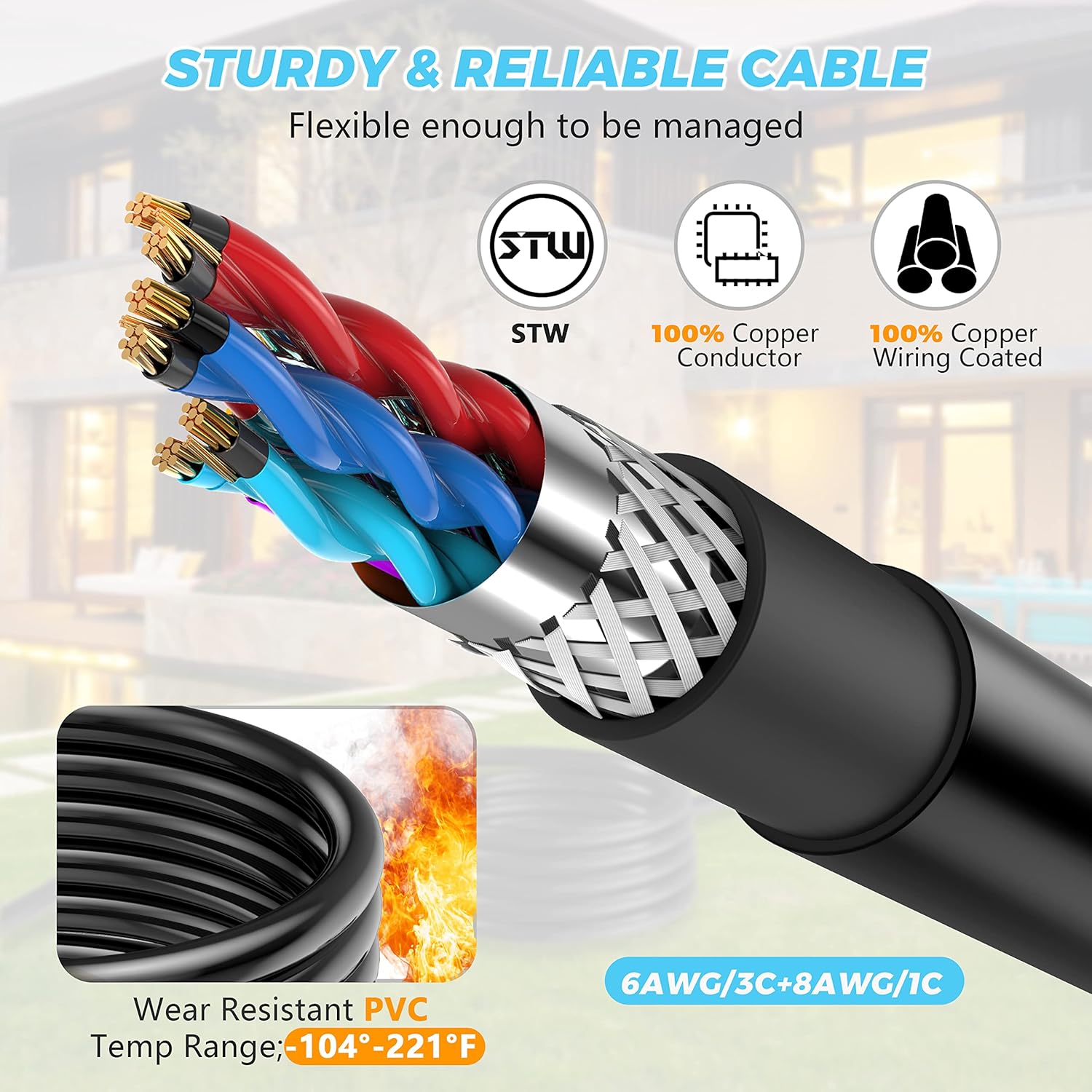 25 Feet 50 Amp Generator Cord and Generator Power Inlet Box Waterproof Kit, 125/250 Volts, Generator Power Cord NEMA 14-50P to SS2-50R Extension Cord
