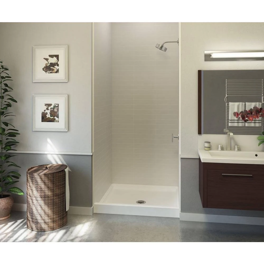 Aquatic A2 32 in. x 32 in. Single Threshold Center Drain Shower Base in White