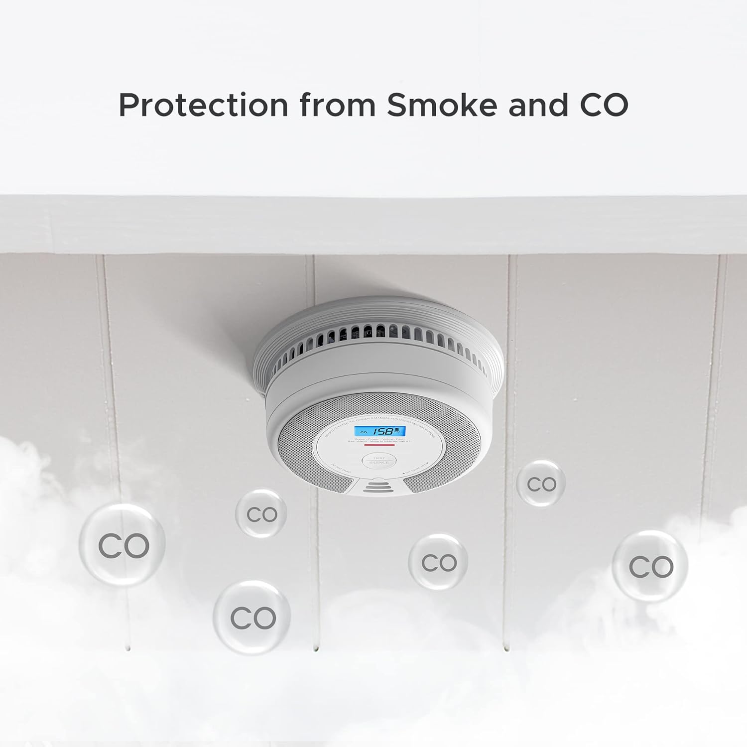X-Sense Wireless Interconnected Combination Smoke and Carbon Monoxide Detector with LCD Display & 10-Year Battery, Over 820 ft Transmission Range