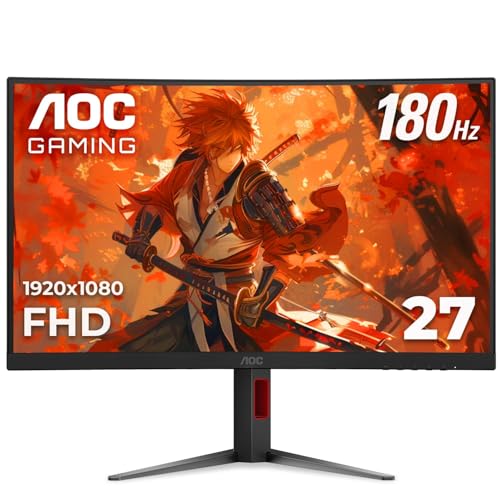AOC C27G2Z 27" Curved Frameless Ultra-Fast Gaming Monitor, FHD 1080p, 0.5ms 240Hz, FreeSync, 2x HDMI 2.0, 1x Display Port, Height Adjustable